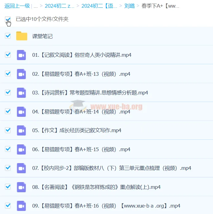 刘璐语文2024初中初二语文寒春班课程资源