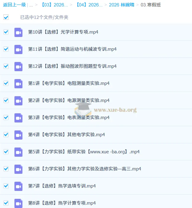 林婉晴2026高三高考物理二轮寒假班精讲