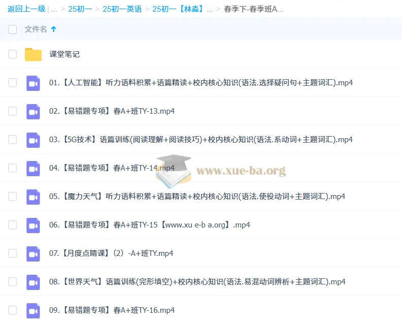 2024-2025 初一英语 林淼 A+班 秋季/寒假/春季 全阶段课程