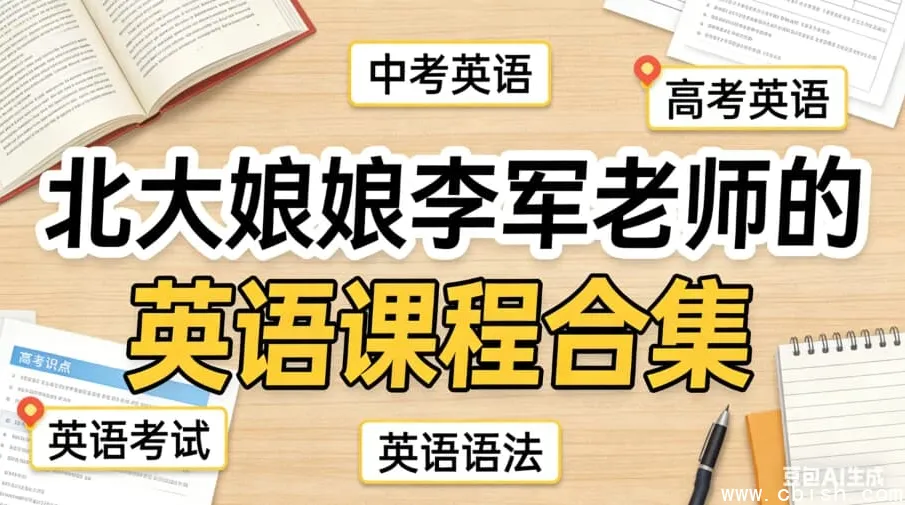 北大李军老师英语精讲:中考高考全攻略,110大招+1600词黑白卡系统提分