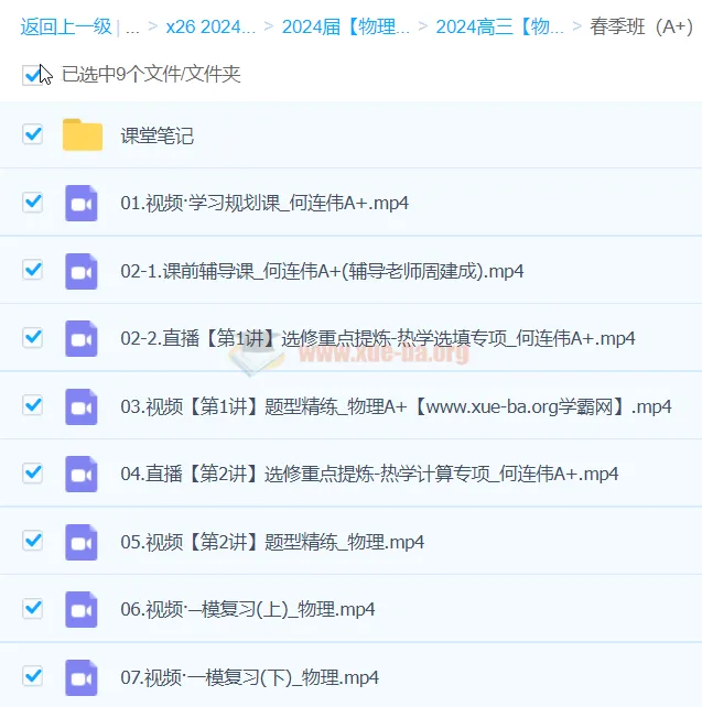 何连伟物理 2024高三高考物理 二轮精讲 A+春季班