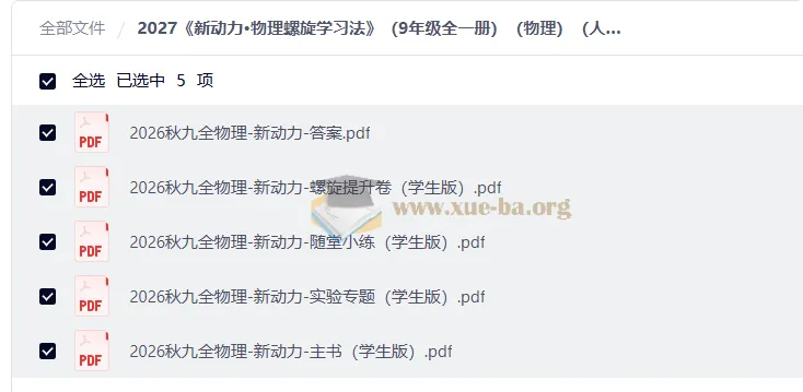 2027新动力·物理螺旋学习法(九年级全一册)人教版 配套资源包
