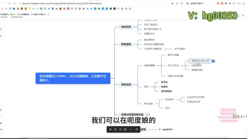AI热点视频生成与多平台分发变现：零基础副业赚钱实战课程
