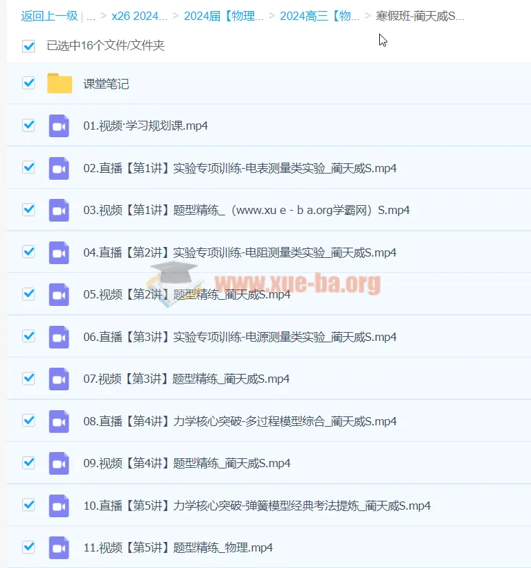 2024高三高考物理 蔺天威S寒假班 电磁力学实验专项突破
