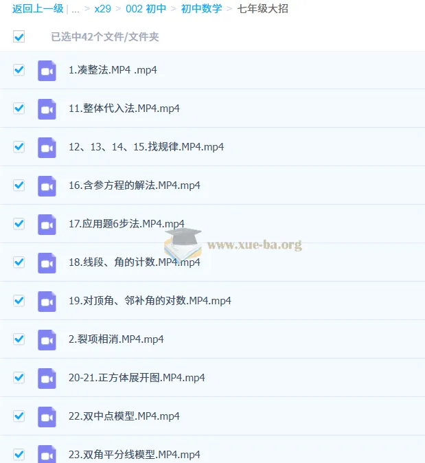 初中数学初一七年级大招：40个核心解题模型视频精讲