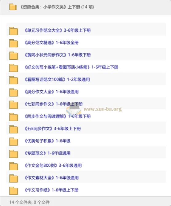 小学作文资源大合集:1-6年级上下册范文、素材、同步习作全收录