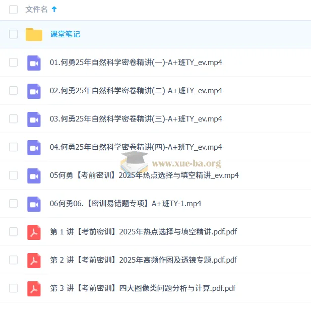 何勇2025初三物理中考密训班 考前冲刺精讲课程
