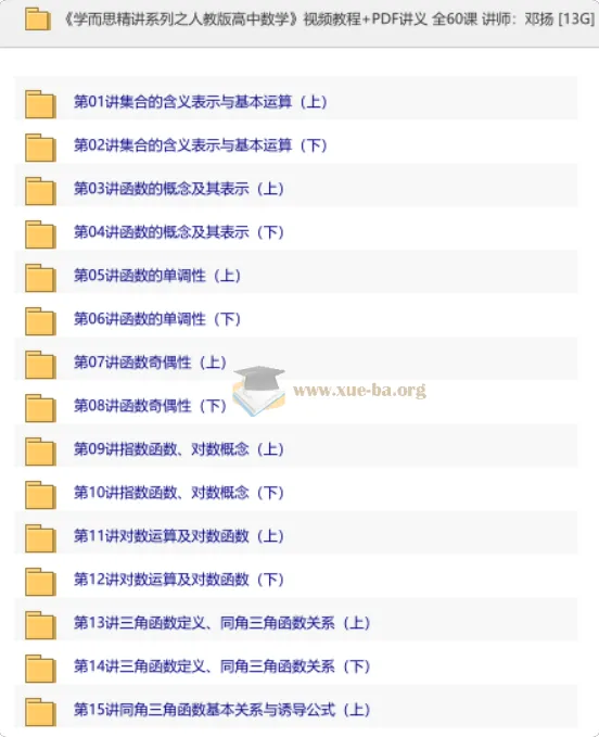 学而思精讲系列:人教版高中数学全套视频课程+PDF讲义(60讲完整版)