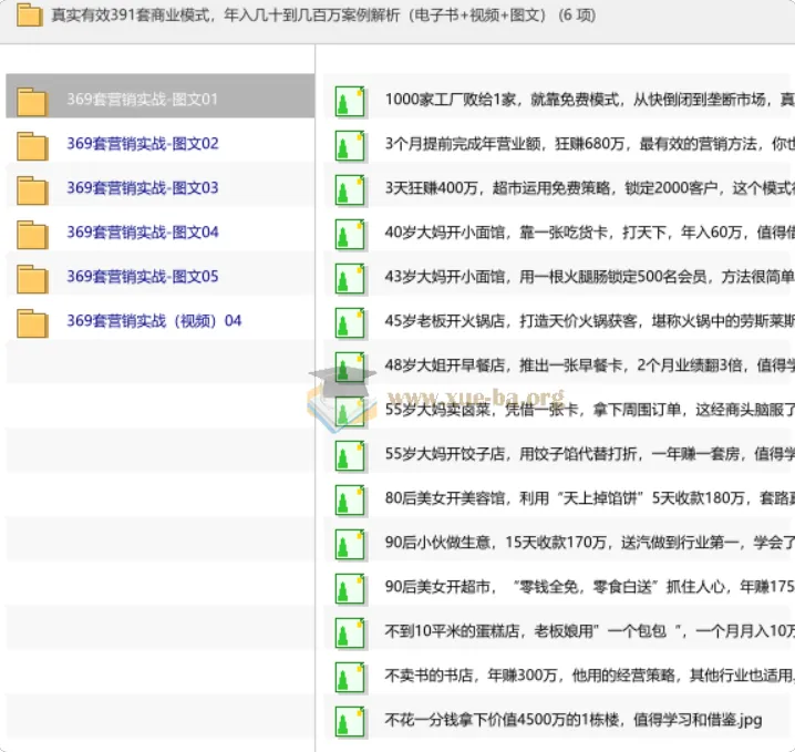 真实有效391套商业模式，年入几十到几百万案例解析（电子书+视频+图文）