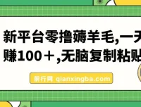 新平台零撸薅羊毛教程：无脑复制粘贴，日赚100+