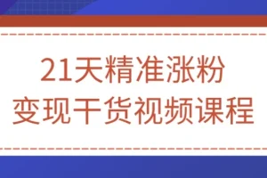 21天精准涨粉变现干货课程：从入门到精通