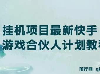 快手游戏合伙人挂机项目最新教程