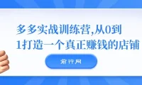 多多实战训练营：0 – 1打造赚钱店铺秘籍