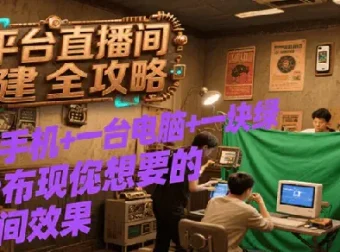 多平台直播间搭建教程：手机、电脑与绿布打造多样直播效果