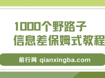 1000个野路子信息差教程：单日变现3000+玩法揭秘