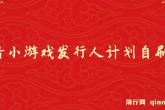 抖音小游戏发行人计划自刷项目课程介绍