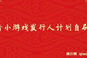 抖音小游戏发行人计划自刷项目课程介绍