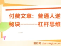 付费文章：普通人逆袭的关键——杠杆思维