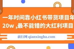 小红书带货项目课程：年入20w+的红利秘籍