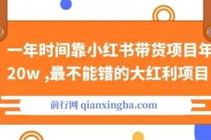 小红书带货项目课程：年入20w+的红利秘籍