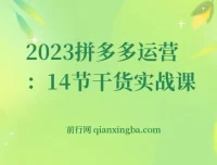 拼多多运营14节干货实战课
