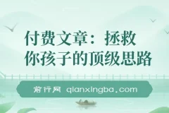 《拯救孩子学业事业未来的顶级思路文章》