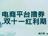电商平台撸券项目：双十一新手红利，单号日入300+