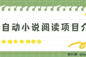 全自动小说阅读项目：纯脚本运营，可批量操作，适合小白