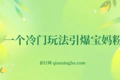 宝妈粉引流变现冷门玩法项目介绍