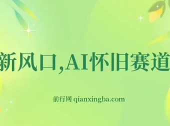 新风口：AI怀旧赛道项目介绍与实操（手机电脑可做）