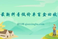 最新抖音低价单盲盒回收项目：单机日利润可观，纯绿色不封号