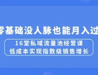 16堂私域流量池经营课：低成本实现指数级销售增长，零基础月入过万秘籍