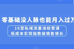 16堂私域流量池经营课：低成本实现指数级销售增长，零基础月入过万秘籍