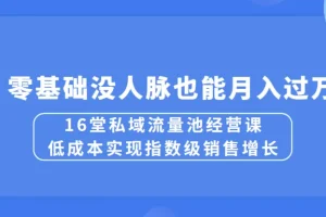 16堂私域流量池经营课：低成本实现指数级销售增长，零基础月入过万秘籍
