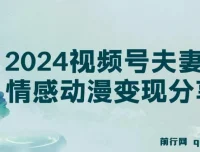 2024视频号夫妻情感动漫变现分享课：玩法全过程讲解