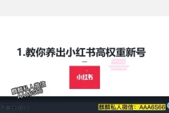 小红书高权重账号养成与精准引流秘籍课程