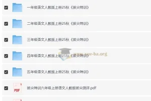 1-6年级人教版秋季上册语文《拔尖特训》资料