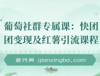 【精】快团团变现与小红书引流课程：解决流量、变现、帮卖痛点，实现月入3w+