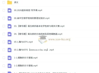 2026年张鹏高三生物高考一轮复习课程