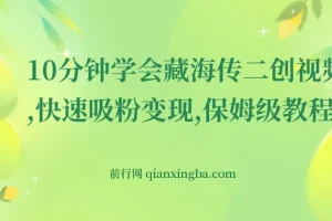 《藏海传》二创视频制作保姆级教程：10 分钟学会吸粉变现