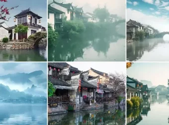 江南水乡唯美横板无水印风景视频素材（300+）