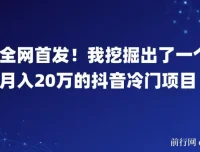 全网首发！月入20万的抖音冷门项目揭秘