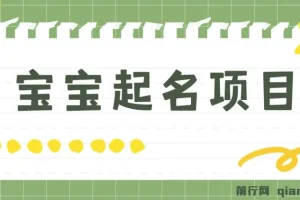 宝宝起名项目：零基础躺赚，月入9000+的暴利商机