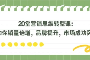 20堂营销思维转型课：实现销量倍增、品牌提升与市场突围！