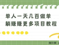 老万单人一天几百做单躺赚项目教程