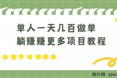 老万单人一天几百做单躺赚项目教程