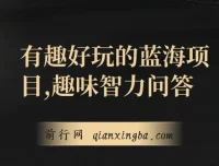 趣味智力问答：有趣好玩的蓝海项目，收益稳定