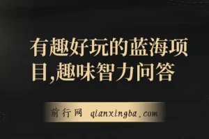 趣味智力问答：有趣好玩的蓝海项目，收益稳定