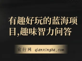 趣味智力问答：有趣好玩的蓝海项目，收益稳定