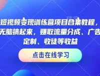 AI短视频变现训练营项目合集：轻松上手实现短视频变现